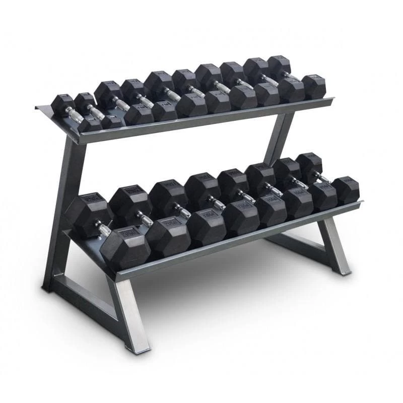 SPECIAL: Gold's Gym Premium Rubber Dumbbell Set, 2.5kg To 20kgs (7 Pairs) Plus Deluxe 2-Tier Rack 10 SPECIAL: Gold's Gym Premium Rubber Dumbbell Set, 2.5kg To 20kgs (7 Pairs) Plus Deluxe 2-Tier Rack - Image 10