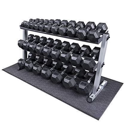 1-50kg Rubber Hexagonal "Class A" Dumbbell Set With TWO X 3-Tier Dumbbell Racks 1 1-50kg Rubber Hexagonal "Class A" Dumbbell Set With TWO X 3-Tier Dumbbell Racks