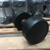 Plain Black PU Rubber-Coated Commercial Dumbbells, Sold In Pairs (Style 3)