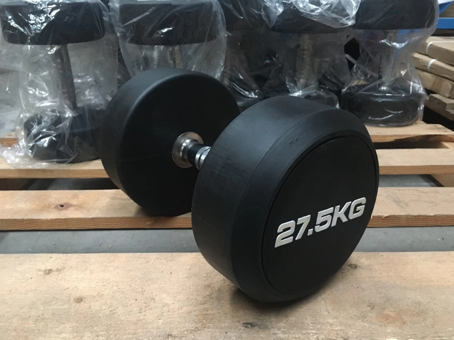 CLEARANCE - Black PU Rubber-Coated Commercial Dumbbells, Sold In Pairs (Style 2) 1 CLEARANCE - Black PU Rubber-Coated Commercial Dumbbells, Sold In Pairs (Style 2)