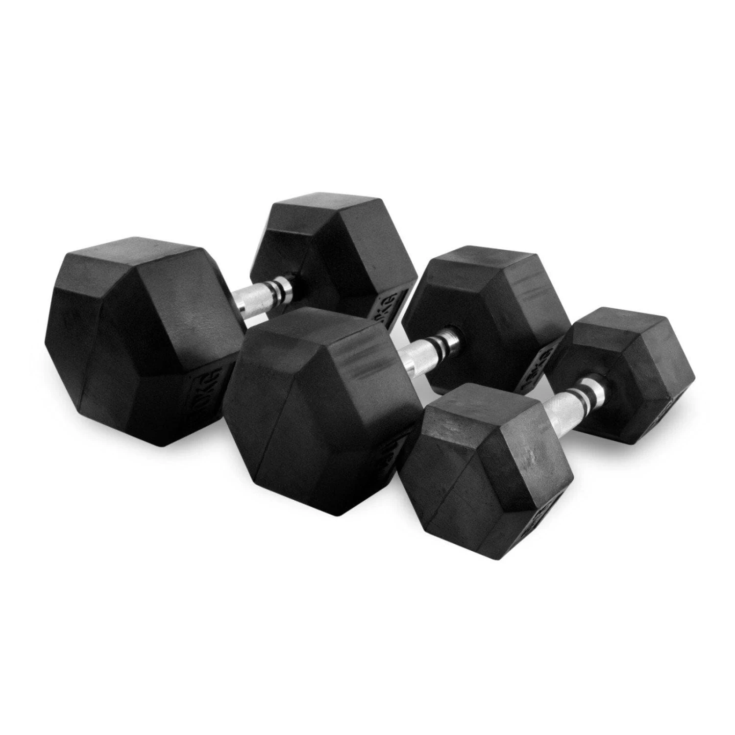 1-25kg Rubber Hexagonal "Class A" Dumbbell Set + Deluxe 3-Tier Dumbbell Rack 4 1-25kg Rubber Hexagonal "Class A" Dumbbell Set + Deluxe 3-Tier Dumbbell Rack - Image 4