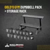 SPECIAL: Gold's Gym Premium Rubber Dumbbell Set, 2.5kg To 20kgs (7 Pairs) Plus Deluxe 2-Tier Rack
