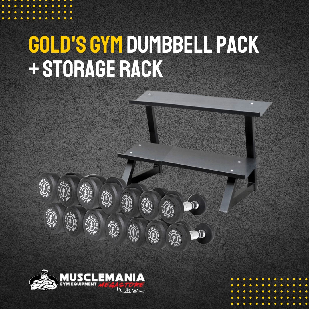 SPECIAL: Gold's Gym Premium Rubber Dumbbell Set, 2.5kg To 20kgs (7 Pairs) Plus Deluxe 2-Tier Rack 1 SPECIAL: Gold's Gym Premium Rubber Dumbbell Set, 2.5kg To 20kgs (7 Pairs) Plus Deluxe 2-Tier Rack