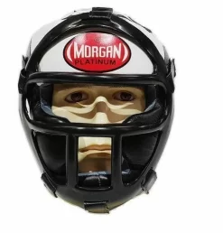 Morgan Leather Head Guard With ABX Plastic Removable Grill