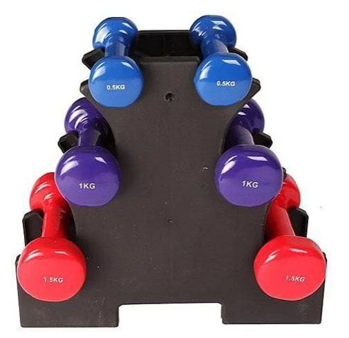 Mini D-B Rack For 3 Pairs Of Vinyl Or Neoprene Dumbbells 1 Mini D-B Rack For 3 Pairs Of Vinyl Or Neoprene Dumbbells