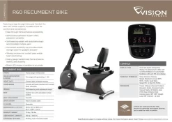 VISION R60-03 LIGHT COMMERCIAL RECUMBENT BIKE 2023 -Fitness Equipment Store r60 brochure