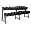 SPECIAL! 10-40kg Commercial Rubber Round Dumbbell Set + 2-Tiers Dumbbell Rack